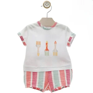 Conjunto camiseta y short rayas "Caracola"