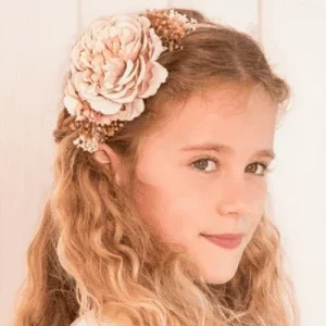 Diadema flor grande beig
