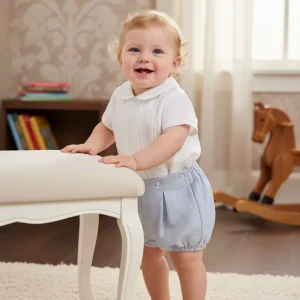 Conjunto camisa blanca y short azul