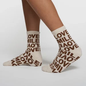 Calcetines Acanalados con Estampado "SMILE LOVE" 10DAYS