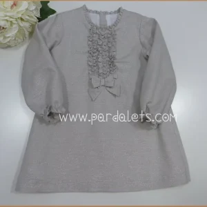 Vestido gris con brillito y lorzitas