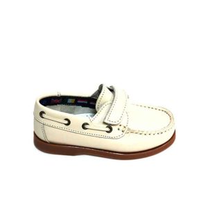Naúticos para Niño en piel beige con velcro