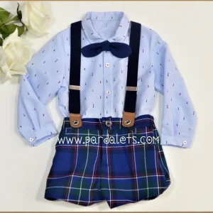 Conjunto camisa y short tirantes cuadros "Colibri"