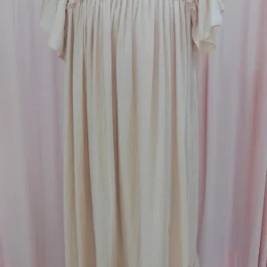 Vestido gasa rosa nude largo