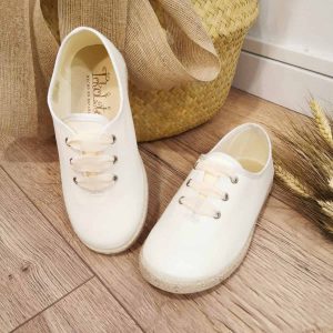 Blucher Piso Alpargata Efecto Raso Color Blanco Roto