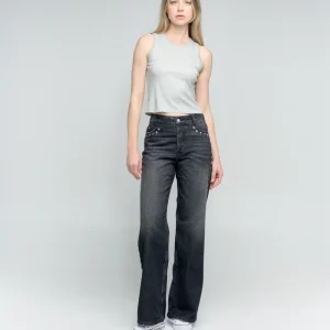 Jean Black Spotted Flare