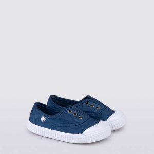 Zapatillas Lona Punta Goma Sin Cordones Azul Marino Igor