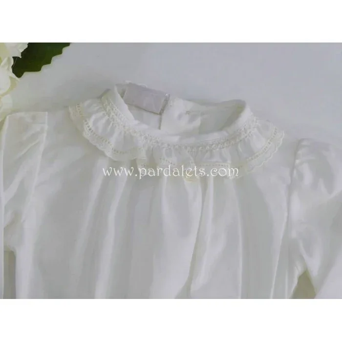 Blusa beig con culote organza circulos - Imagen 3