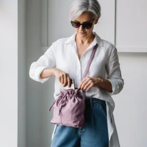Bolso lino casual Rosa viejo