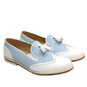 Mocasin Niño Comunión Celeste y Blanco Maria Catalán