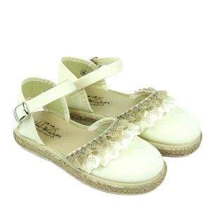Alpargata ceremonia Niña puntilla Beige