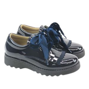 Blucher Niña charol marino cordones CLEAR