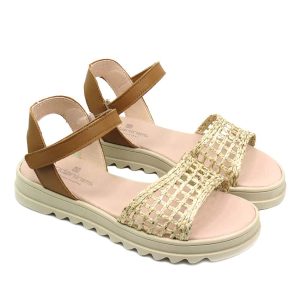 Sandalias Niñas Andanines caladas doradas velcro
